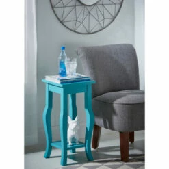 Promo 👏 Copper Grove Rossignol Wood End Table - 12x12x24 Teal 🧨