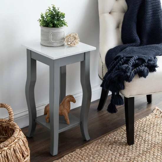 Promo π Copper Grove Rossignol Wood End Table - 12x12x24 Teal 𧨠- Image 4