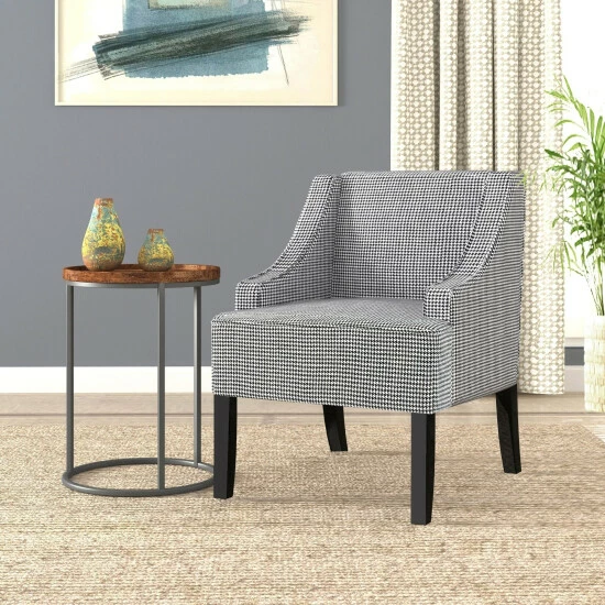 Hot Sale π Copper Grove Boulogne Classic Swoop Chair With Ebony Houndstooth Fabric Upholstery π