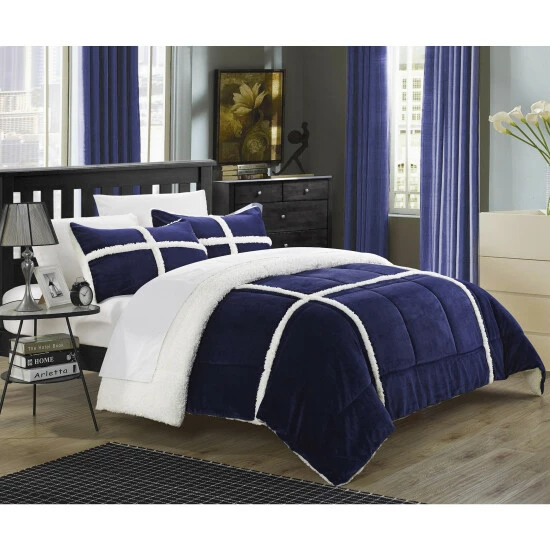 Cheapest β Copper Grove Otter Mink Sherpa Lined 7-piece Bed In Bag Set Navy β¨ - Image 2