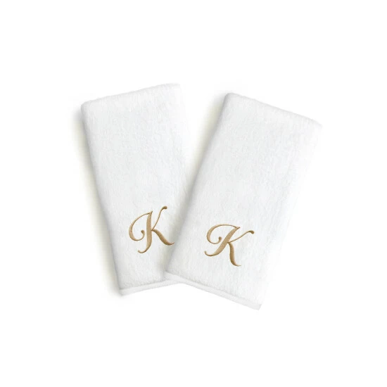 Coupon β¨ Copper Grove Belgrad 2-piece White Turkish Cotton Hand Towels With Gold Script Monogrammed Initial π₯°