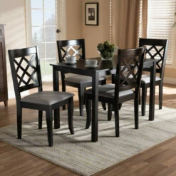 Best deal 🌟 Copper Grove Aden Modern 5-piece Wood Dining Chair Set Beige And Espresso 🥰