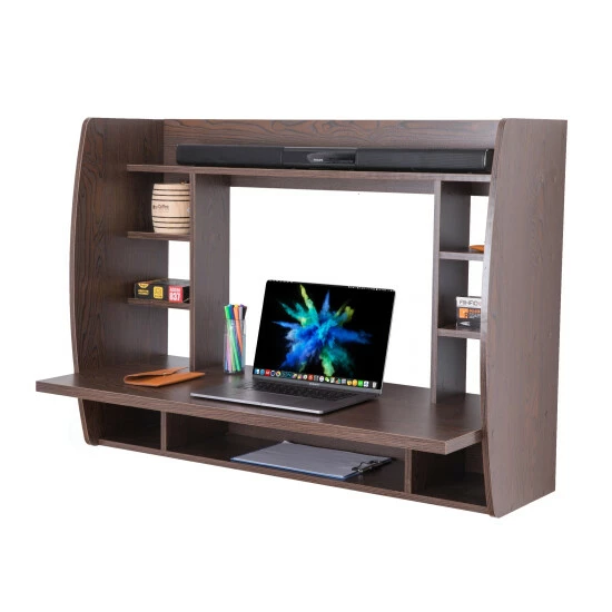 Discount π Copper Grove Cainari Wall-mounted Laptop Office Desk With Shelves White β - Image 2