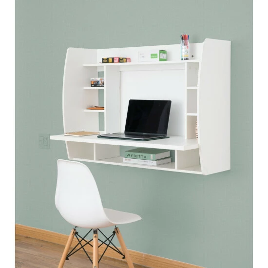 Discount π Copper Grove Cainari Wall-mounted Laptop Office Desk With Shelves White β - Image 6