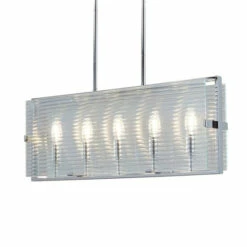 Hot Sale 🎉 Copper Grove Heusden 5-light Polished Chrome Linear Chandelier With Fluted Shades 🎉