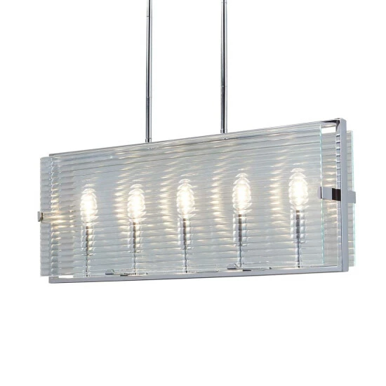 Hot Sale π Copper Grove Heusden 5-light Polished Chrome Linear Chandelier With Fluted Shades π