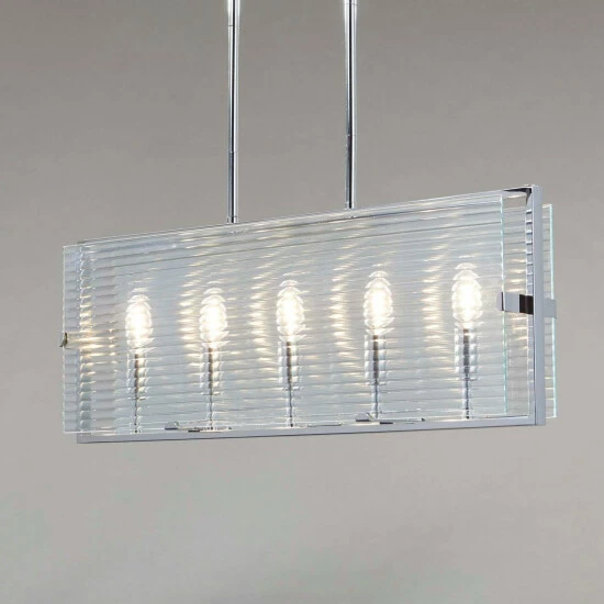 Hot Sale π Copper Grove Heusden 5-light Polished Chrome Linear Chandelier With Fluted Shades π - Image 2