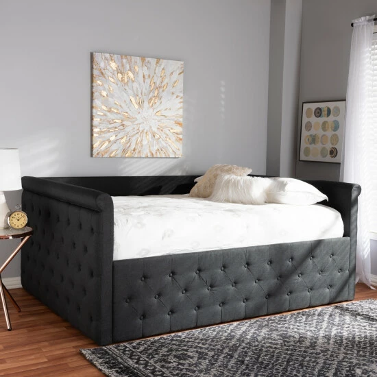 Promo π Copper Grove Harriet Tufted Upholstered Daybed Charcoal π - Image 8