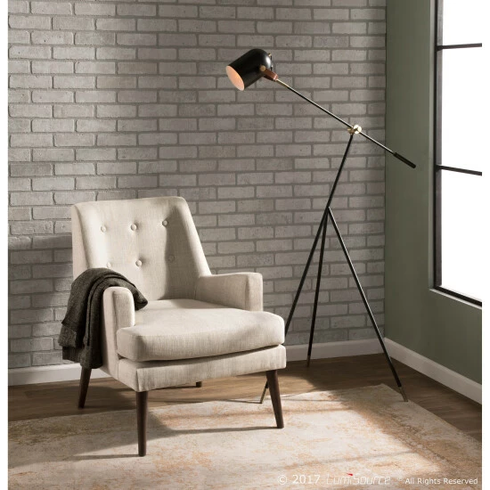 Outlet π Copper Grove Aichach Black And Goldtone Industrial Tripod Floor Lamp 𧨠- Image 2