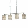 Cheapest 👍 Copper Grove Vaals 4-light Brushed Nickel Linear Chandelier With Clear Bubble Grid Shades 🎁