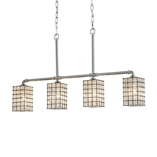 Cheapest π Copper Grove Vaals 4-light Brushed Nickel Linear Chandelier With Clear Bubble Grid Shades π