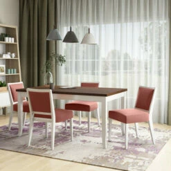 New ✔️ Copper Grove Olin 5-piece Butterfly Leaf White Finish Dining Table And Upholstered Armless Chairs Denim Blue 🧨