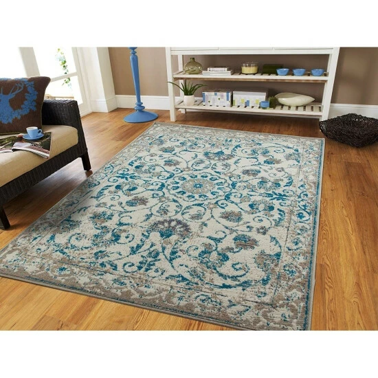 Top 10 π€© Copper Grove Vannes Modern Distressed Blue And Grey Floral Area Rug π