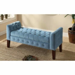 Buy 👏 Copper Grove ArumVelvet Tufted Storage Bench / Settee Teal 🎉
