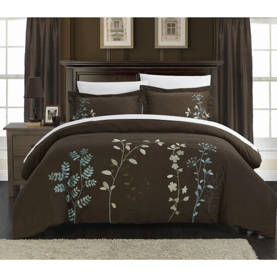 New π Copper Grove Burwell Floral Embroidered 7-piece Bed In A Bag With Sheet Set Beige π - Image 2