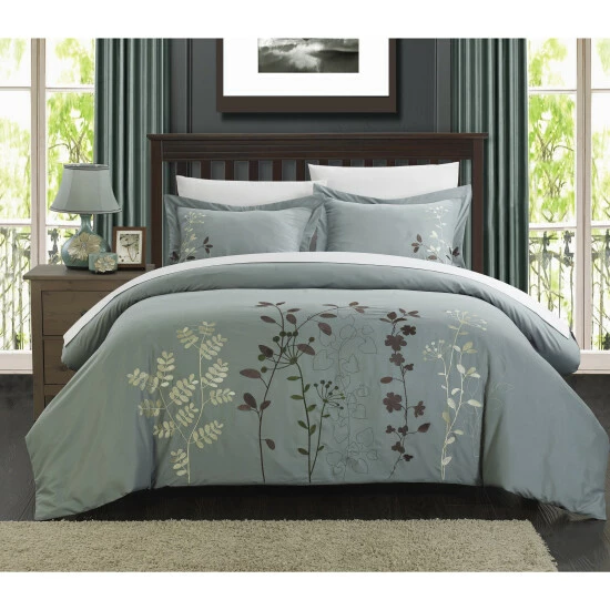 New π Copper Grove Burwell Floral Embroidered 7-piece Bed In A Bag With Sheet Set Beige π - Image 3