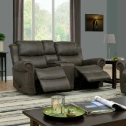 Budget 🔥 Copper Grove Wels 2-seat Rolled Arm Recliner Loveseat With Power Storage Console Fog Grey 🔔
