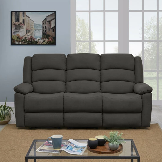 Brand new π Copper Grove Geel 3-seat Low-pile Velvet Recliner Sofa Charcoal Grey 𧨠- Image 2