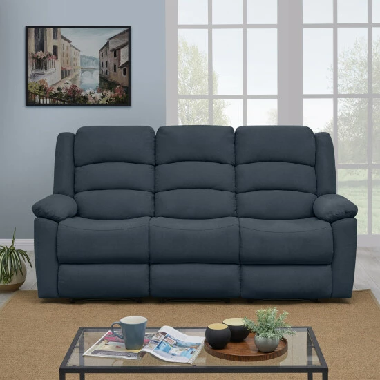 Brand new π Copper Grove Geel 3-seat Low-pile Velvet Recliner Sofa Charcoal Grey 𧨠- Image 4