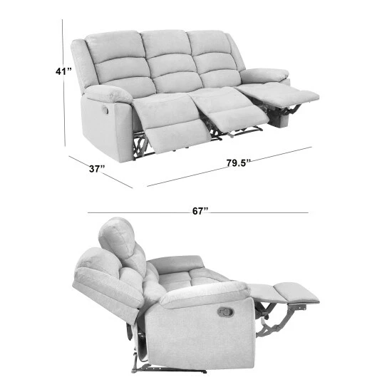 Brand new π Copper Grove Geel 3-seat Low-pile Velvet Recliner Sofa Charcoal Grey 𧨠- Image 7