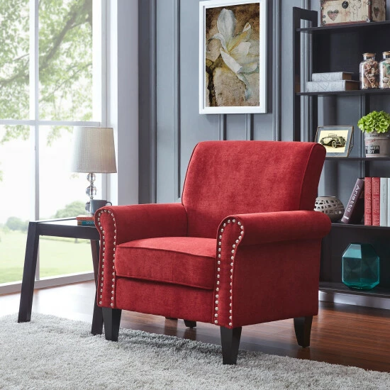 Cheapest π Copper Grove Herve Brick Red Velvet Traditional Arm Chair β