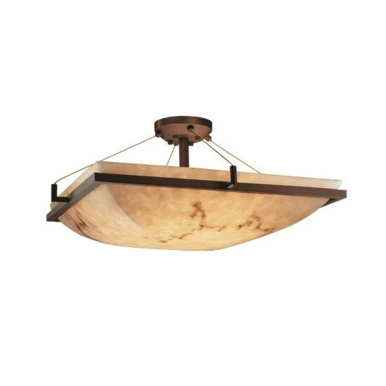 Budget π€© Copper Grove Nierembergia Square Semi-flush Mount With Alabaster Shade βοΈ