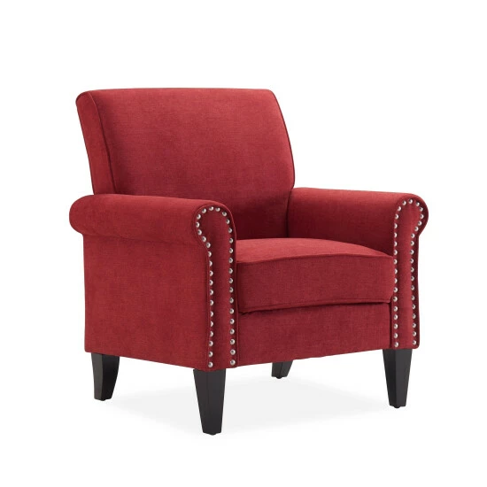 Cheapest π Copper Grove Herve Brick Red Velvet Traditional Arm Chair β - Image 3