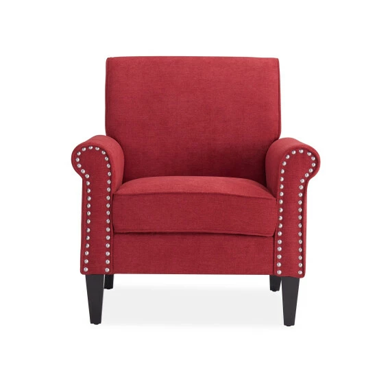Cheapest π Copper Grove Herve Brick Red Velvet Traditional Arm Chair β - Image 4