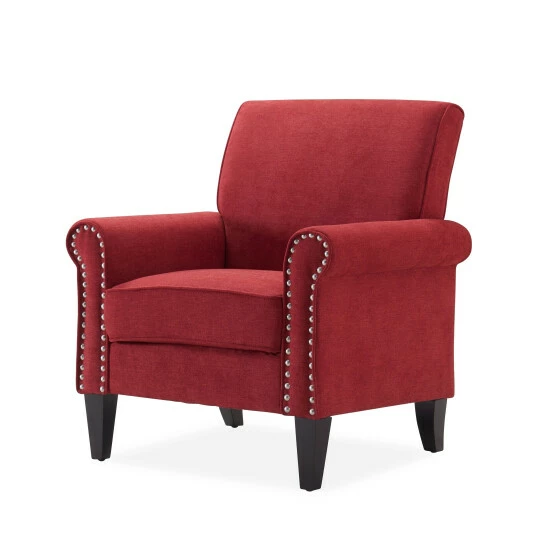 Cheapest π Copper Grove Herve Brick Red Velvet Traditional Arm Chair β - Image 5