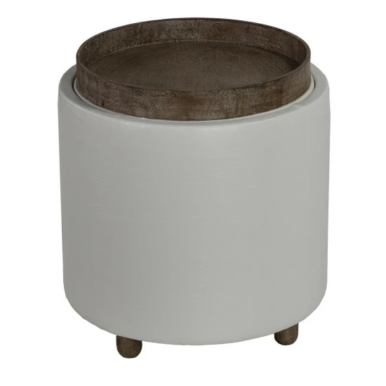 Best Pirce π Copper Grove Sabana Cylindrical Tray-top Storage Ottoman White β¨ - Image 3