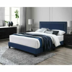 Best reviews of 🔥 Copper Grove Ausert Upholstered Platform Bed Blue ✨