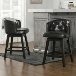 Cheapest 🔔 Copper Grove Mua Swiveling Low-back Counter- Or Bar-height Stool Vintage Black Brown - Faux Leather 🎁