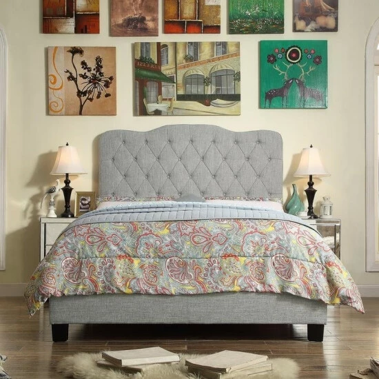 Best Pirce π₯ Copper Grove Palmira Upholstered Platform Bed Beige π₯ - Image 2