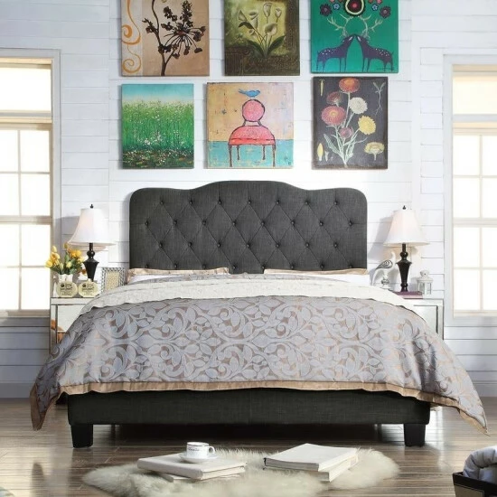Best Pirce π₯ Copper Grove Palmira Upholstered Platform Bed Beige π₯ - Image 5