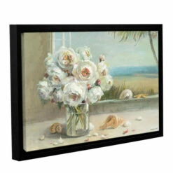 New ❤️ Copper Grove Danhui Nai's 'Coastal Roses' Gallery Wrapped Floater-framed Canvas 🔔
