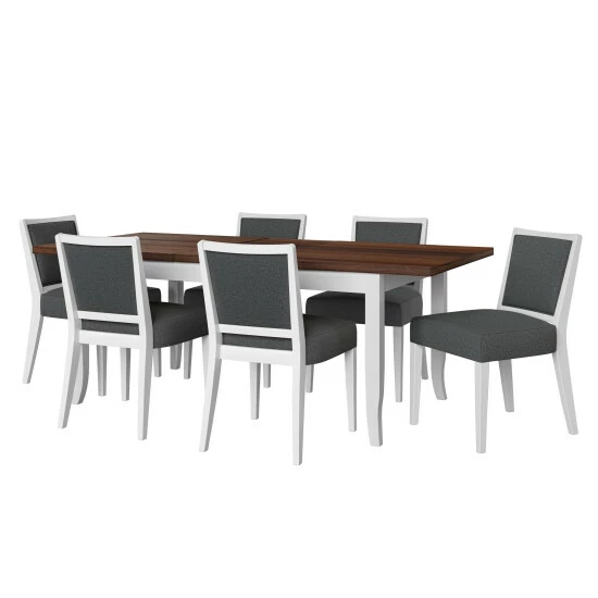 Cheap π Copper Grove Olin 7-piece Butterfly Leaf White Finish Dining Table And Upholstered Armless Chairs Denim Blue π€© - Image 5