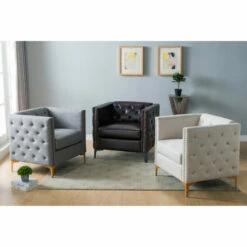Hot Sale ✔️ Copper Grove Batanovtsi Tufted Nailhead Trim Accent Chair Light Grey 🎉