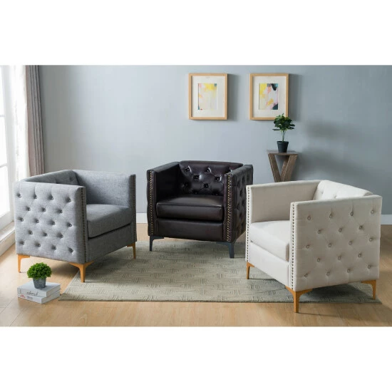 Hot Sale βοΈ Copper Grove Batanovtsi Tufted Nailhead Trim Accent Chair Light Grey π