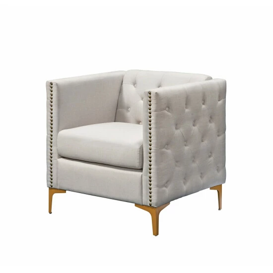 Hot Sale βοΈ Copper Grove Batanovtsi Tufted Nailhead Trim Accent Chair Light Grey π - Image 8