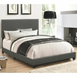 Outlet 😍 Copper Grove Maracay Charcoal Upholstered Bed With Nailhead Trim 🧨