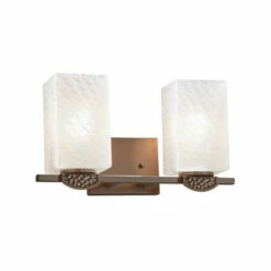 Promo 🔥 Copper Grove Weert 2-light Dark Bronze Bath Bar With Weave Shades ⌛