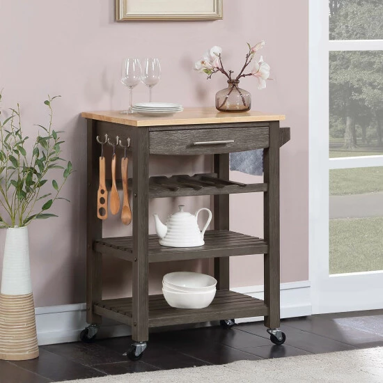 Best Pirce π Copper Grove Butcher Block Kitchen Cart With Drawer And Wine Rack White/butcher Block π