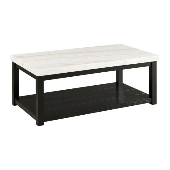 Best Sale π₯° Copper Grove Arinsal Rectangular Black Wood Coffee Table With White Marble Top βοΈ - Image 2