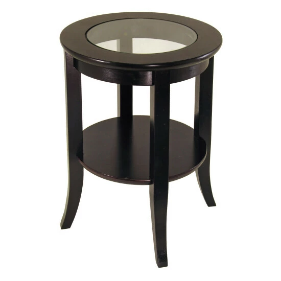 Best Pirce π₯ Copper Grove Shasta-Trinity Glass Inset Round End Table With Flared Legs π₯