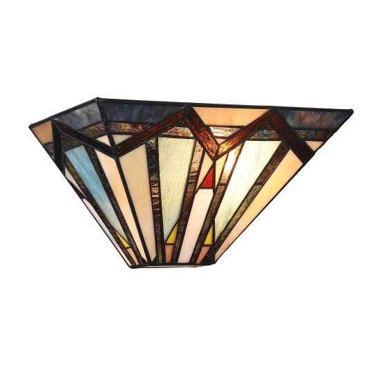 New βοΈ Copper Grove Ozalj Tiffany-style Mission 1-light Textured Black Wall Sconce β