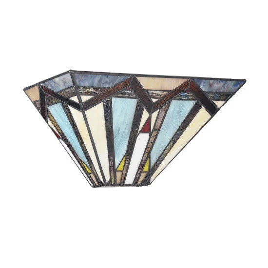 New βοΈ Copper Grove Ozalj Tiffany-style Mission 1-light Textured Black Wall Sconce β - Image 2