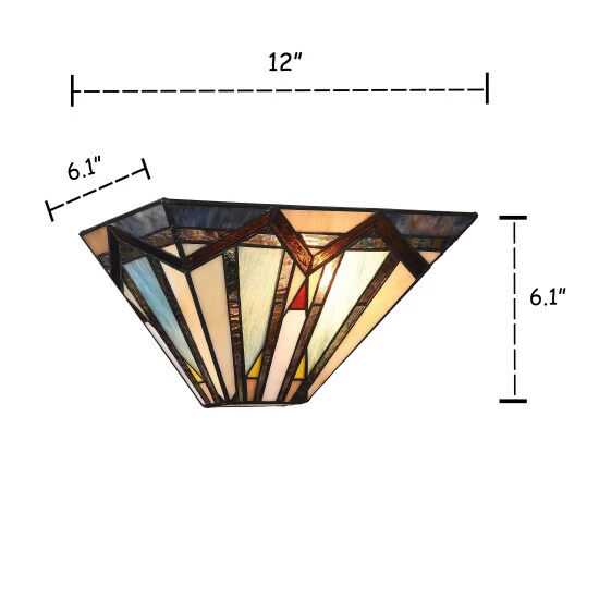 New βοΈ Copper Grove Ozalj Tiffany-style Mission 1-light Textured Black Wall Sconce β - Image 4