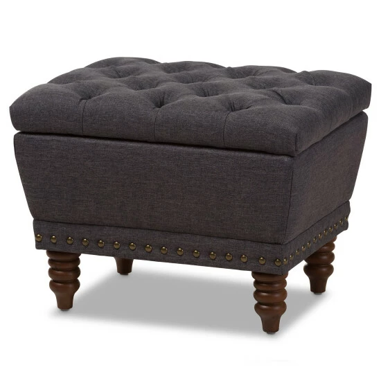 Promo β Copper Grove Crowe Modern Grey Upholstered Tufted Storage Ottoman Dark Grey π - Image 6