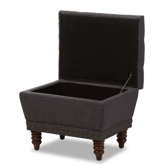 Promo β Copper Grove Crowe Modern Grey Upholstered Tufted Storage Ottoman Dark Grey π - Image 8