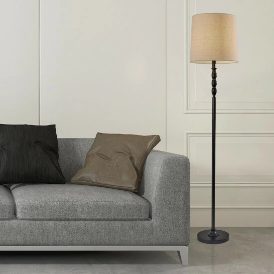 Promo π₯° Copper Grove Bruck Black And Oatmeal Floor Lamp π₯